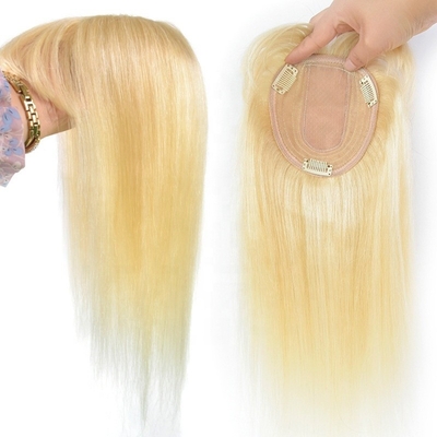 Cabello humano superior Cristal novia base larga de seda rubia toupe para mujeres de boda clip de franja