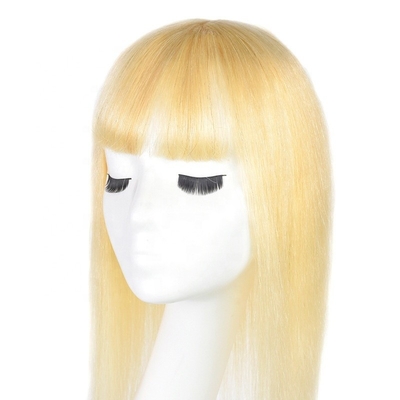 Cabello humano superior Cristal novia base larga de seda rubia toupe para mujeres de boda clip de franja
