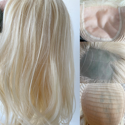 6x6 Topper libre de piezas de seda de base de platino Blonde Clip en toupee para personalizado