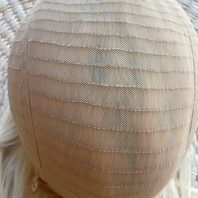 6x6 Topper libre de piezas de seda de base de platino Blonde Clip en toupee para personalizado
