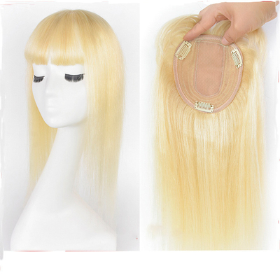 6x6 Topper libre de piezas de seda de base de platino Blonde Clip en toupee para personalizado