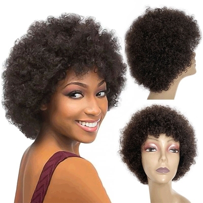 Cabello Virgen Peruca Pixie Cortar Pelucas Cortas Afro Kinky Pelucas rizadas 100% Cabello brasileño
