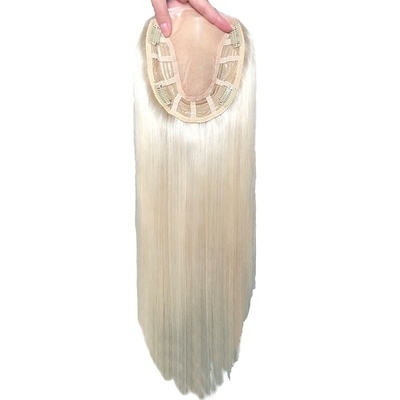 Cabello virgen 22 pulgadas 60 rubio libre de separación monofilamento cabello crudo mujeres Topper pequeña raíz
