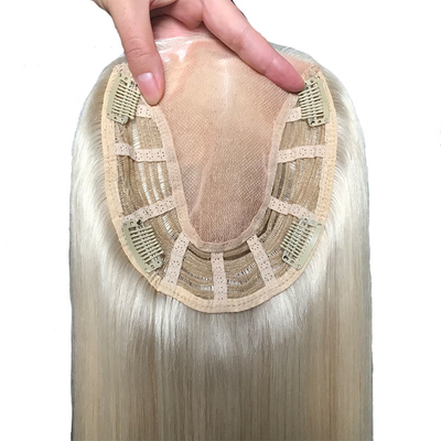 Cabello virgen 22 pulgadas 60 rubio libre de separación monofilamento cabello crudo mujeres Topper pequeña raíz