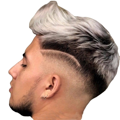 Cabello Remy Atado a mano Natural Ombre Sal y Pimienta Gris Pechos de cabello humano Toupee para hombres