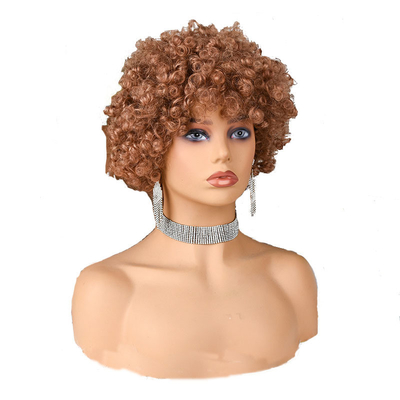 Texturas suaves Peruca cortada de fantasmas Natural Remy Cabello humano Curly corto Pre-plucked con flecos