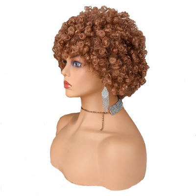 Texturas suaves Peruca cortada de fantasmas Natural Remy Cabello humano Curly corto Pre-plucked con flecos