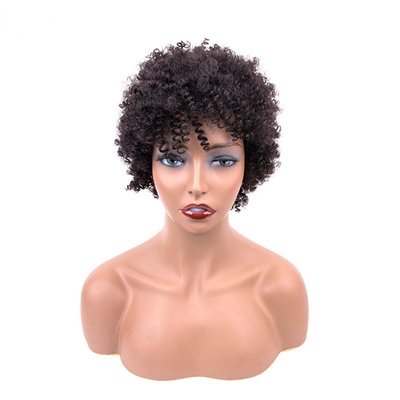 Texturas suaves Peruca cortada de fantasmas Natural Remy Cabello humano Curly corto Pre-plucked con flecos