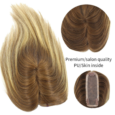 Mujeres European Rooted Ombre peluquería de cabello humano Toppers Clip In Toupee para mujer