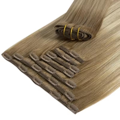 El 100% de cabello humano de primera línea, Kinky Straight Raw Clip en extensiones de cabello natural.