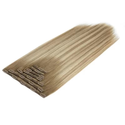 El 100% de cabello humano de primera línea, Kinky Straight Raw Clip en extensiones de cabello natural.