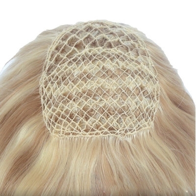 Cabello humano virgen europeo red de pescado piezas de cabello de bodas toupeo de cabello toppers clip en el suministro