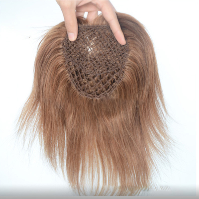 Cabello humano virgen europeo red de pescado piezas de cabello de bodas toupeo de cabello toppers clip en el suministro