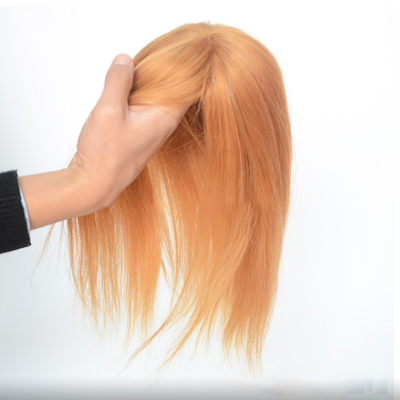 Cabello humano virgen europeo red de pescado piezas de cabello de bodas toupeo de cabello toppers clip en el suministro
