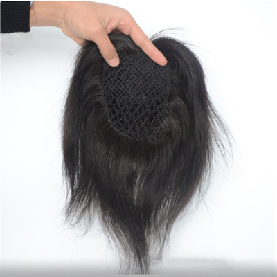 Cabello humano virgen europeo red de pescado piezas de cabello de bodas toupeo de cabello toppers clip en el suministro