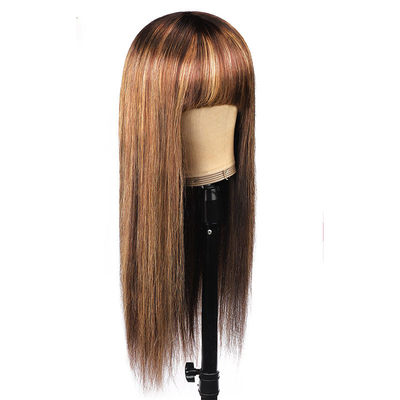Ninguna Perucas de encaje 10-26 pulgadas P4/27 Perucas de mujeres de máquina hechas con cabello humano Perucas con golpes