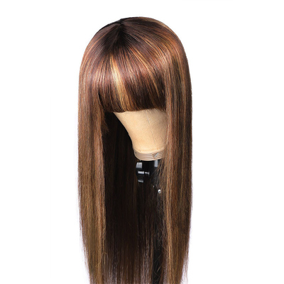 Ninguna Perucas de encaje 10-26 pulgadas P4/27 Perucas de mujeres de máquina hechas con cabello humano Perucas con golpes