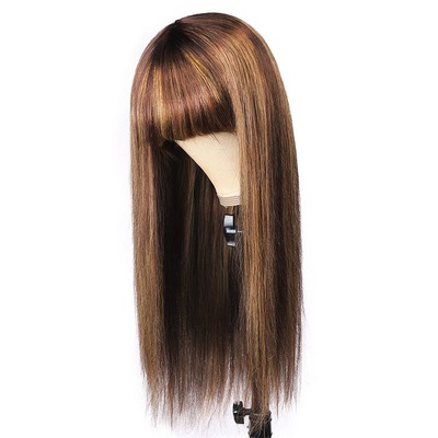 Ninguna Perucas de encaje 10-26 pulgadas P4/27 Perucas de mujeres de máquina hechas con cabello humano Perucas con golpes