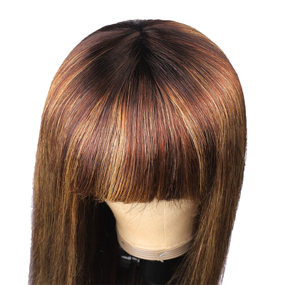 Ninguna Perucas de encaje 10-26 pulgadas P4/27 Perucas de mujeres de máquina hechas con cabello humano Perucas con golpes