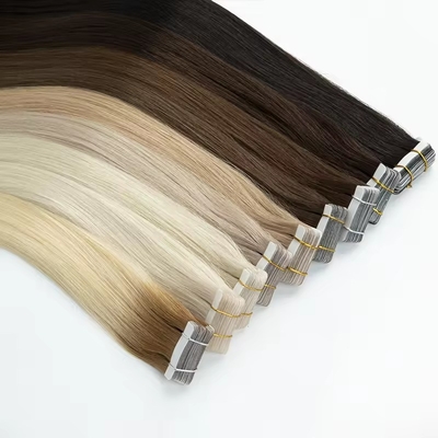 Cintas invisibles de rubio sin costura 100 extensión de cabello humano perverso recto doble cabello virgen crudo