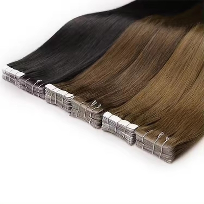 Cintas invisibles de rubio sin costura 100 extensión de cabello humano perverso recto doble cabello virgen crudo