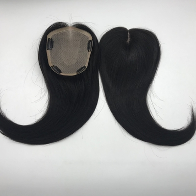 Toupe de base de seda recta para mujer con cierre frontal de encaje suizo y tope para el cabello
