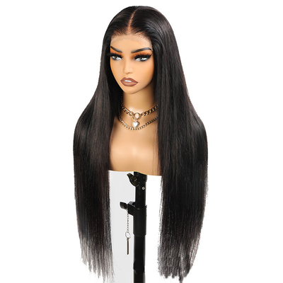 Perruca sin glúteos HD transparente encaje hueso frontal recto vietnamita virgen cruda cabello humano pelucas Topper