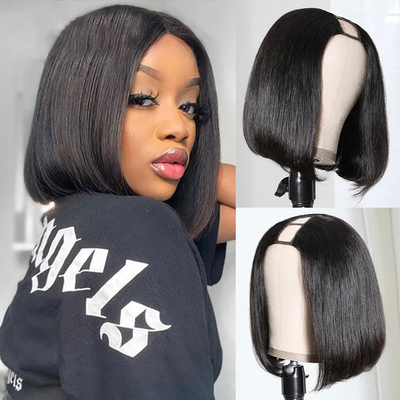 Perucas peruanas para mujeres negras Color negro Remy hueso natural recto U parte Peruca larga