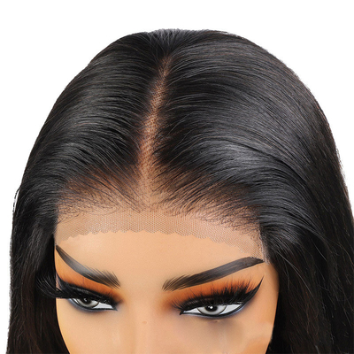 Perruca sin glúteos HD transparente encaje hueso frontal recto vietnamita virgen cruda cabello humano pelucas Topper