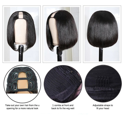 Perucas peruanas para mujeres negras Color negro Remy hueso natural recto U parte Peruca larga