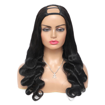 150% Densidad Brasileña Remy Cuerpo Cabello Ondulado U Parte Pelucas Medio Abierto para Mujeres Negras