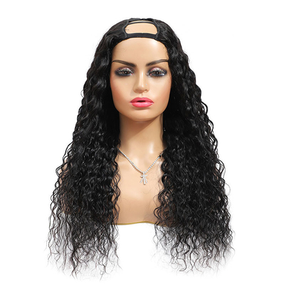 Raw Indian Water Wave Curly U Part Peruca con servicio OEM ODM y 100% de cabello humano superior