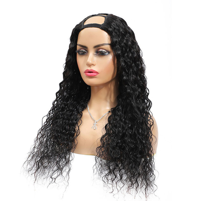Raw Indian Water Wave Curly U Part Peruca con servicio OEM ODM y 100% de cabello humano superior