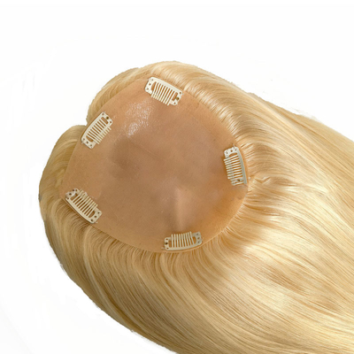 Hecho a mano 2024 Tendencia Blonde Remy Ondulado rizado Topper europeo de cabello humano para mujeres