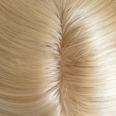 Hecho a mano 2024 Tendencia Blonde Remy Ondulado rizado Topper europeo de cabello humano para mujeres