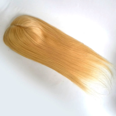 Hecho a mano 2024 Tendencia Blonde Remy Ondulado rizado Topper europeo de cabello humano para mujeres