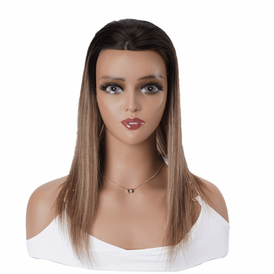 8-22 pulgadas de longitud de encaje atado a mano Frente y trama Hueca red marrón Balayage cabello humano