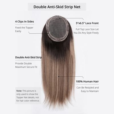 8-22 pulgadas de longitud de encaje atado a mano Frente y trama Hueca red marrón Balayage cabello humano