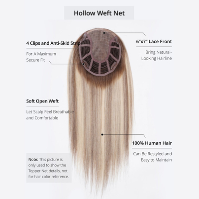 8-22 pulgadas de longitud de encaje atado a mano Frente y trama Hueca red marrón Balayage cabello humano