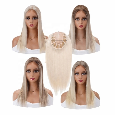 Cabello judío de polvo natural para mujeres End de seda encaje Frente europeo rubio 100-200g