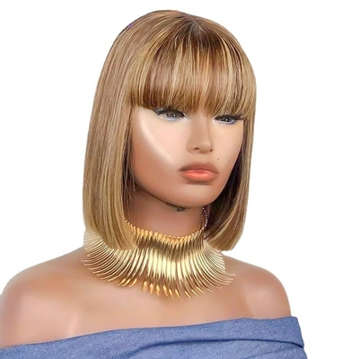Perucas sin pegamento 100% Remy Cabello humano Ningún encaje Frente P4/27 Brasileño recto