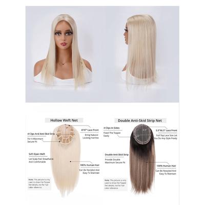 Cabello judío de polvo natural para mujeres End de seda encaje Frente europeo rubio 100-200g