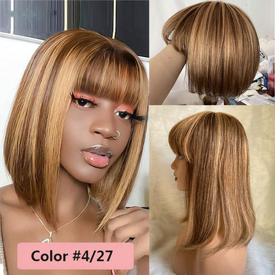 Perucas sin pegamento 100% Remy Cabello humano Ningún encaje Frente P4/27 Brasileño recto