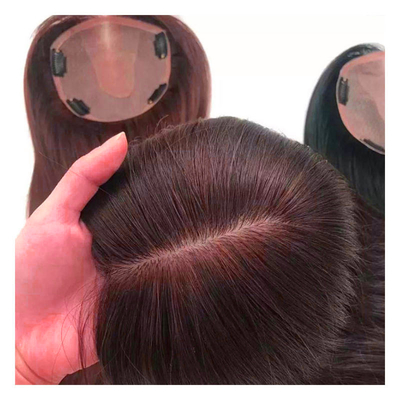 Tops de pelo humano de base de seda Tops de pelo recto de encaje Toupee para mujeres