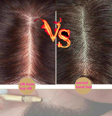 Tops de pelo humano de base de seda Tops de pelo recto de encaje Toupee para mujeres