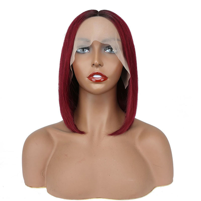 100% Cabello humano Curly corto Bob recto Pixie encaje Frente peluca T-parte tejidos brasileños