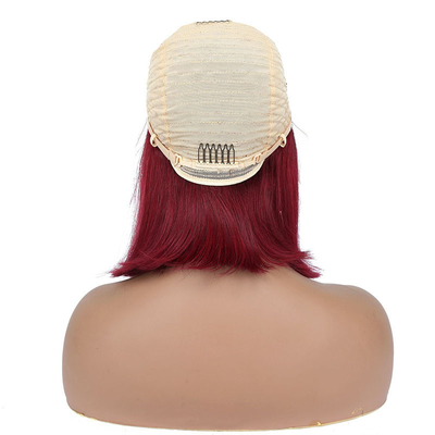 100% Cabello humano Curly corto Bob recto Pixie encaje Frente peluca T-parte tejidos brasileños