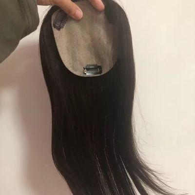 Topper de pelo humano 100% para mujeres Toupee de base de seda natural en estilo recto