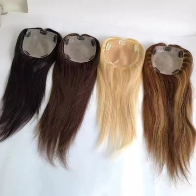 Topper de pelo humano 100% para mujeres Toupee de base de seda natural en estilo recto