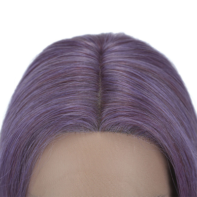 Color morado de humo recto corto bob pelucas HD encaje cabello humano frontal para mujeres negras